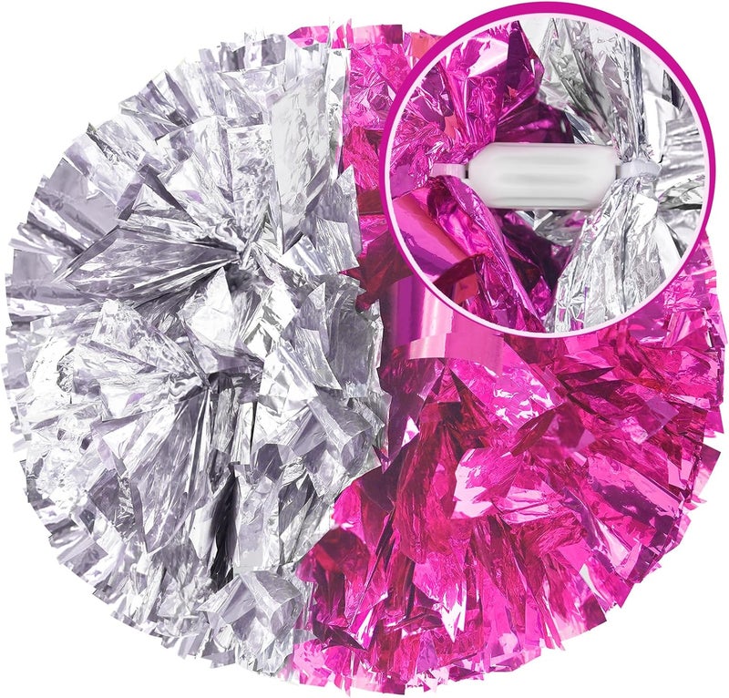HOLENGS 4Pcs Upgraded 12inch Metallic Cheerleading Pom Poms, Cheerleader Pompoms Cheer Poms for Kids Adults, Cheering Squad Pompoms for School Sports Games Dance Party - Image 2
